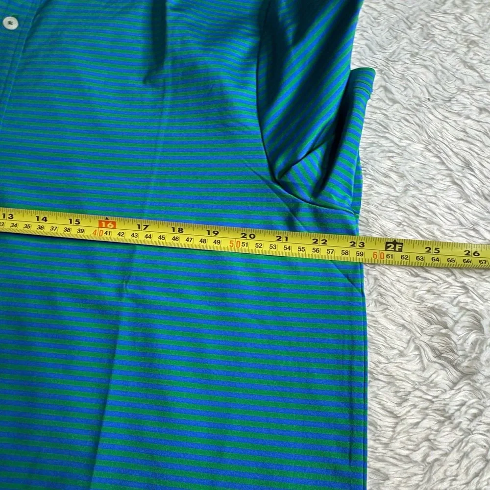 POLO RALPH LAUREN RLX Golf Green/blue Striped Short Sleeve Wicking Polo Shirt L